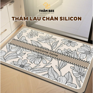 Thảm Lau Chân Silicon Hoạ Tiết Sang Trọng Hiện Đại, Đế Cao Su Chống Trơn Trượt - Thảm Bee
