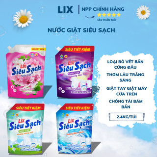   MỚI  Túi Nước Giặt Lix Siêu Sạch 2.4Kg Hương Hoa Anh Đào Hoàng Hôn Tím Biển Xanh Nắng Mới - Siêu Sạch Siêu Tiết Kiệm 