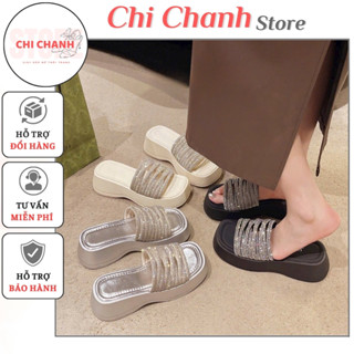 Dép xuồng đế cao 4p đế đúc nhẹ phối quai dây đá cực xinh sang tôn dáng dép sục đế bánh mì  G234