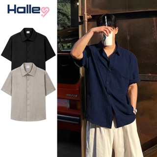 Áo Sơ Mi Nam Linen Cộc Tay Đi Biển Cafe Cổ Bẻ Mềm Mại Thoáng Mát Phong Cách Hàn Quốc hời Trang Halley A42