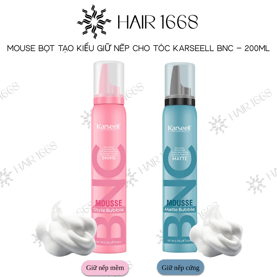 Mousse tạo kiểu tóc xoăn Karseell BNC, gel bọt giữ nếp tóc xoăn  200ml