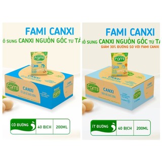  THÙNG 40 TÚI 200 ML SỮA ĐẬU NÀNH FAMI CANXI CÓ ĐƯỜNG - ÍT ĐƯỜNG 