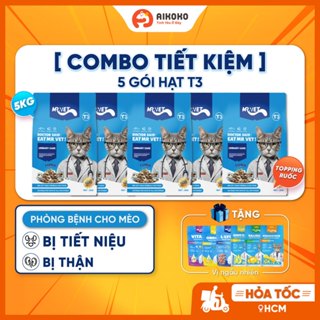 【 COMBO  5 Gói Hạt 1kg Mr.Vet T3 cho Mèo ở Mọi Lứa Tuổi - Có Topping Thịt Sấy, Không Độn Đạm Giả