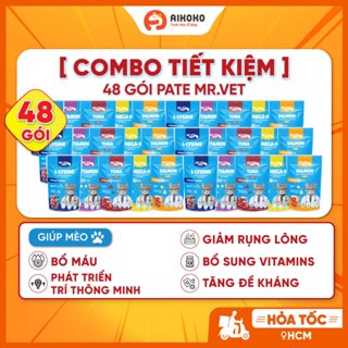 【 COMBO TIẾT KIỆM  48 gói Pate Mr.Vet 70gram - Bổ sung Omega-3, Vitamins, L-Lysine,, DHA tốt cho Mèo