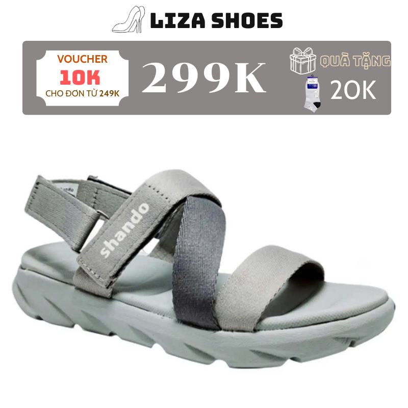 Giày Sandal Đi Học, Dép Quai Hậu Đi Học SHANDO F6 Sport XÁM NHẠT ĐẬM, Quai dù Cao 3 Phân (Nam Nữ) LI