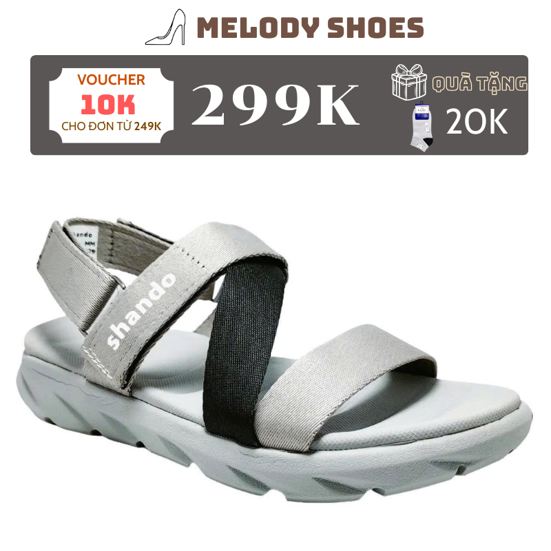 Dép Quai Hậu Đi Học, Giày Sandal Đi Học SHANDO F6 Sport XÁM ĐEN, Quai dù Cao 3 Phân (Nam Nữ) MEDOLY 