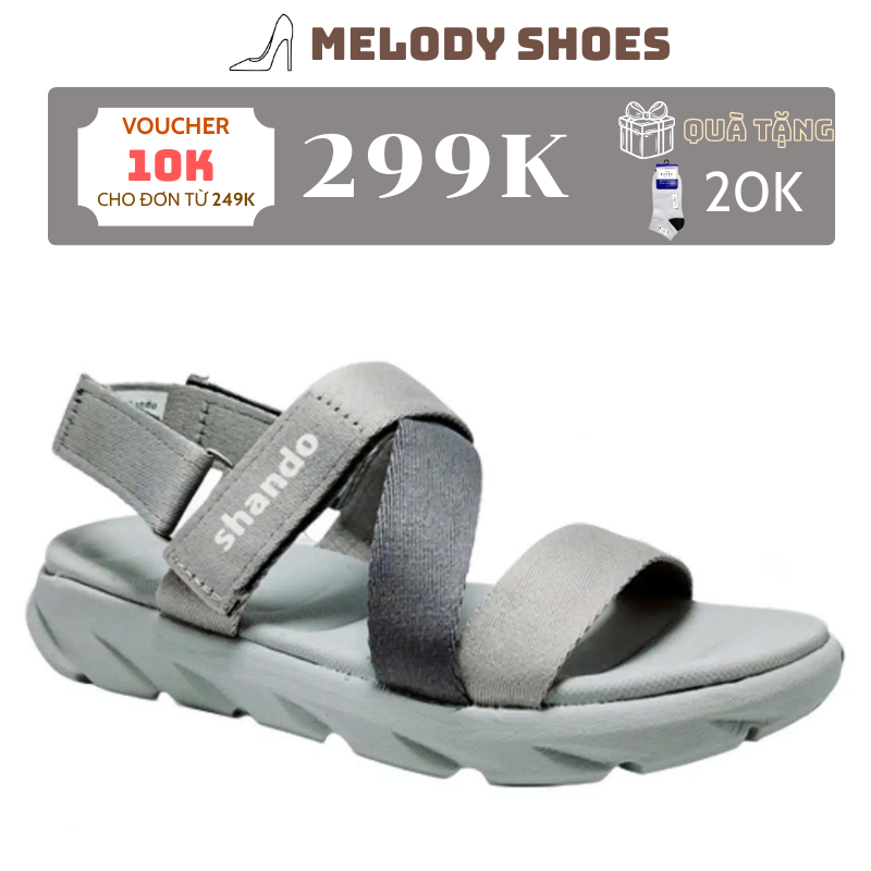 Dép Quai Hậu Đi Học, Giày Sandal Đi Học SHANDO F6 Sport XÁM NHẠT ĐẬM, Quai dù Cao 3 Phân (Nam Nữ) ME