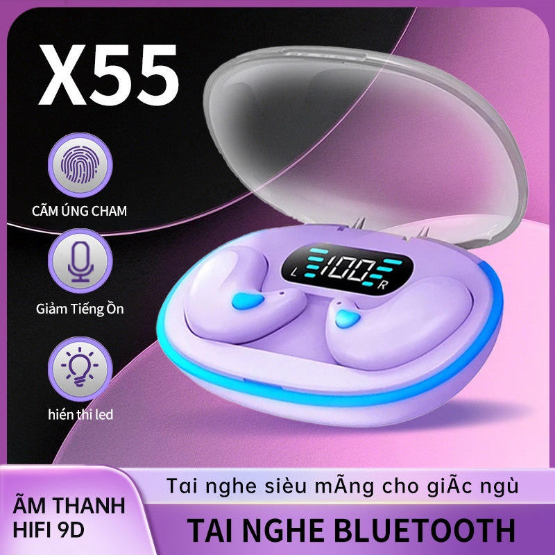 Tai nghe Mini X55 PRO Bluetooth 5.3 X55 Stereo HIFI 9D Hiệu ứng âm thanh Giảm tiếng ồn