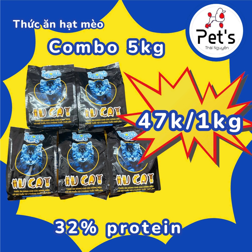 [TIẾT KIỆM] IUCAT - Thức ăn hạt khô dành cho mèo trên 1 tháng tuổi 5kg ( 5 túi 1 kg nguyên seal )