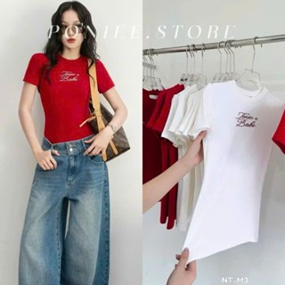  Áo Thun Ôm Body Dáng Slimfit Thắt Eo Tôn Dáng Siêu Đỉnh In Chữ 