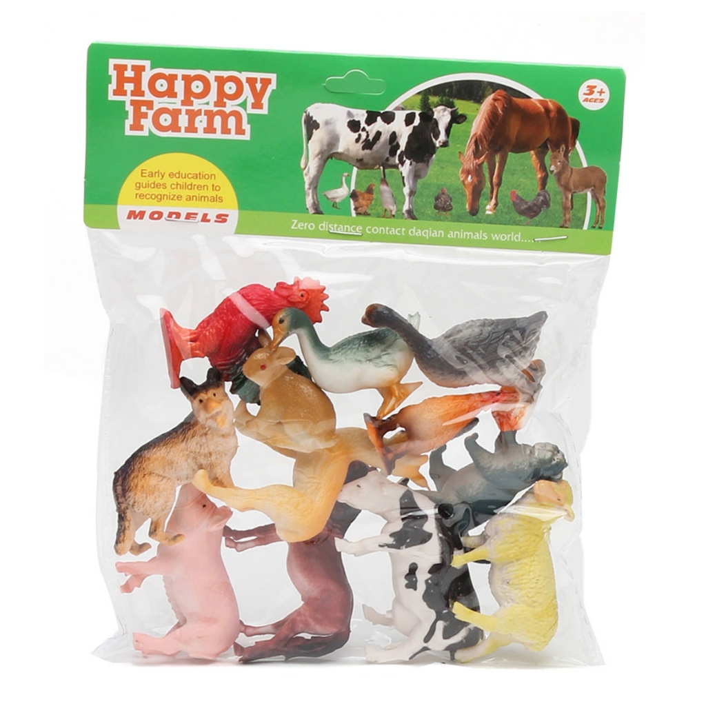 Bộ đồ chơi 12 thú nuôi Animal Farm nhựa đặc cứng cáp cho bé 3 tuổi size lỡ