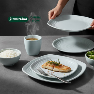 Combo Bộ tô, chén, dĩa nhựa nhám Melamine màu PASTEL GREEN cao cấp Superware Thái Lan