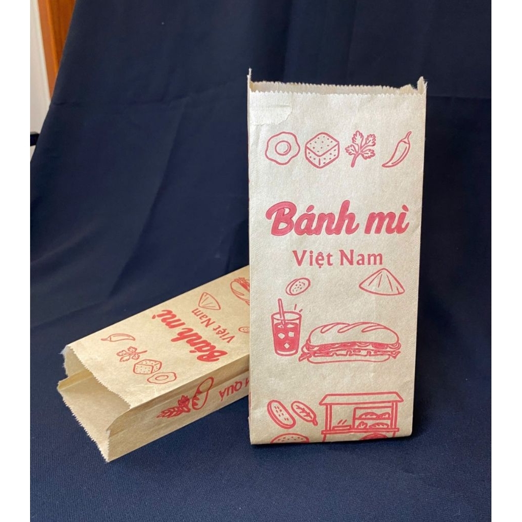 1000 túi bánh mì nâu Việt Nam  in đỏ (ND_03) Bánh Mì Việt Nam
