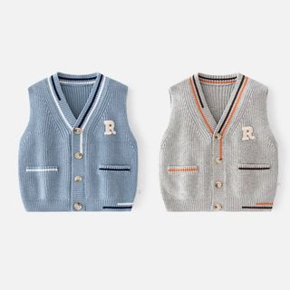  Áo gile dile gi lê len dệt kim cho bé sơ sinh mùa thu đông áo ấm Cardigan tay cánh cổ tim chui đầu style Hàn Quốc trẻ em 
