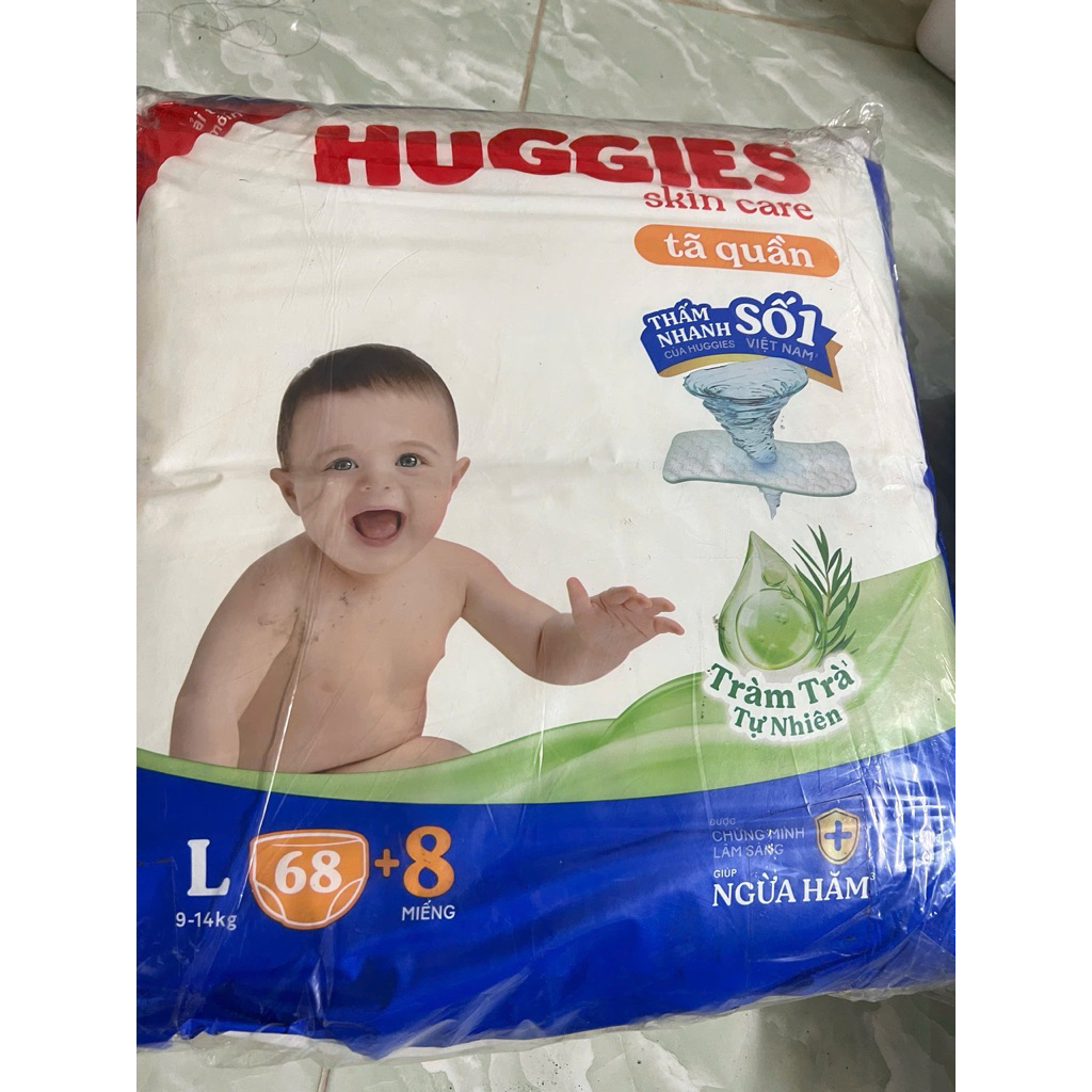 Tả Quần HUGGIES 68+8 Tràm trà