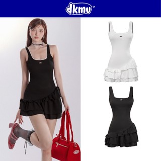  Váy cổ vuông hở lưng phối ren DKMV thiết kế 2 tà lệch ôm dáng kèm logo Cá đáng yêu Bennie Dress | K-D17 