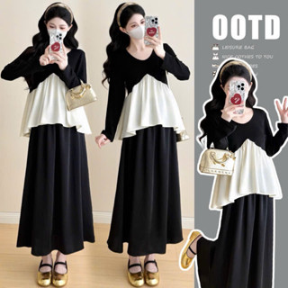  Sét váy suông đầm bầu thiết kế ÁO KÈM CHÂN VÁY đen phối trắng công sở tiểu thư nhẹ nhàng S73 
