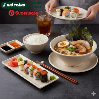 Combo Bộ tô, chén, dĩa nhựa Melamine nhám màu LIGHT BROWN cao cấp Superware Thái Lan