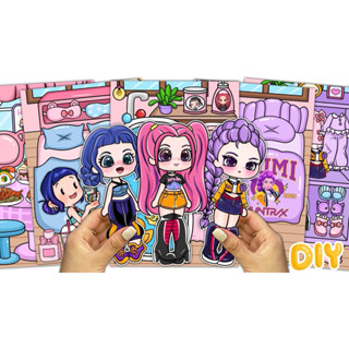  Đồ chơi bóc dán ngôi nhà Âm nhạc của các cô gái Idol Kpop - Búp bê giấy 
