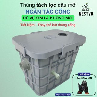  Thùng  bể tách lọc dầu mỡ ngăn tắc cống 25L NESTVO-Lắp dưới bồn rửa chén trong gia đình quán ăn nhỏ 
