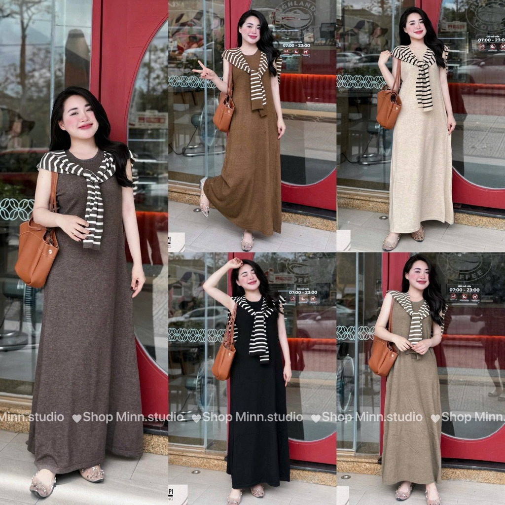 [Minn.studio] SALE- Váy Len Thỏ Dáng Dài Kèm Khăn Rời (Hàng QC)