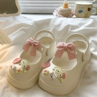  Mary Jane Hole Giày Nữ Đế Dày EVA Dễ Thương Hello Kitty Cô Gái Trái Tim Ngọt Ngào Mùa Hè Dép Đi Lại Ngón Chân 