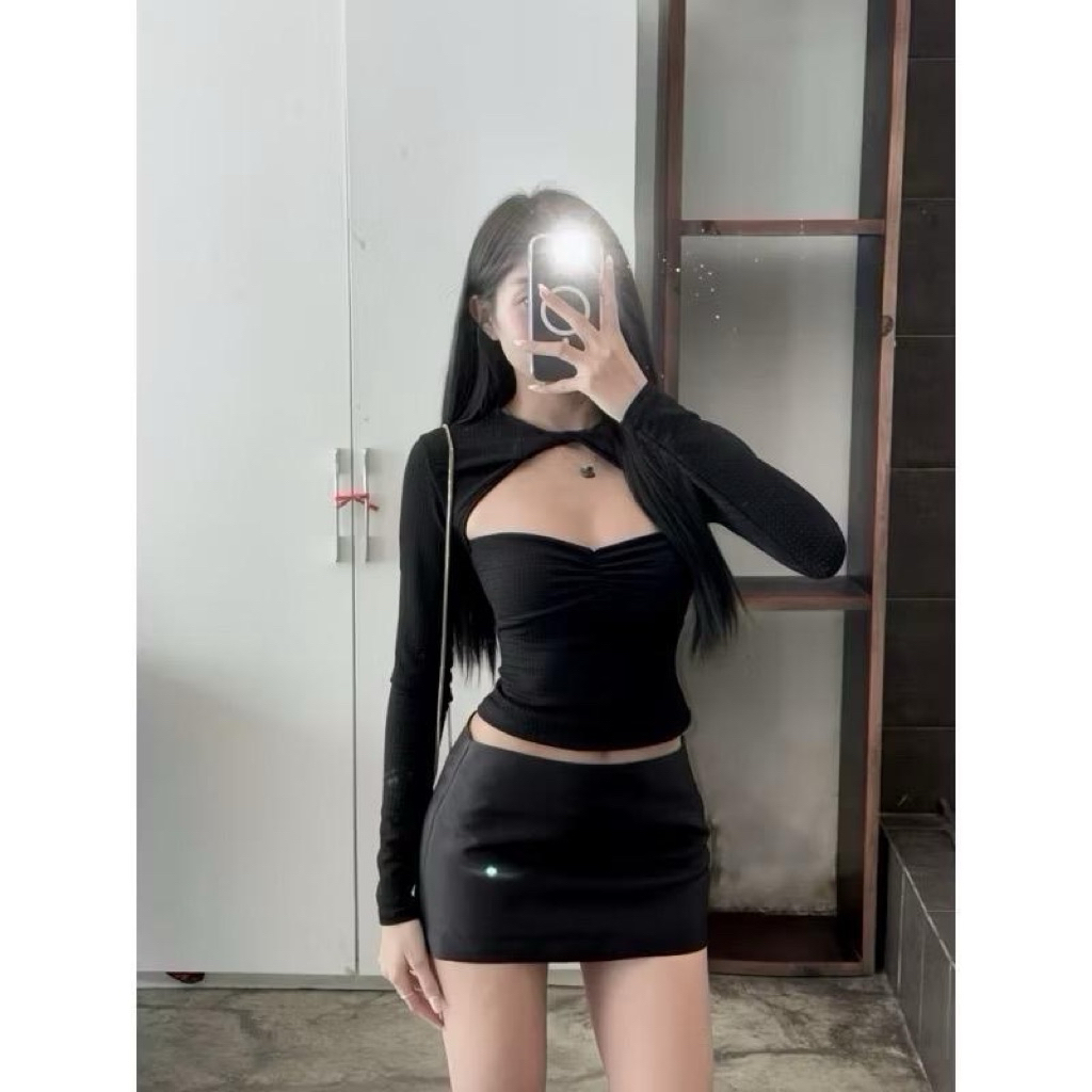 CV CHÂN ÁI Basic màu đen-chân váy cạp trễ chân ái chất trượt mềm mịn BIGSZIE | BigBuy360 - bigbuy360.vn