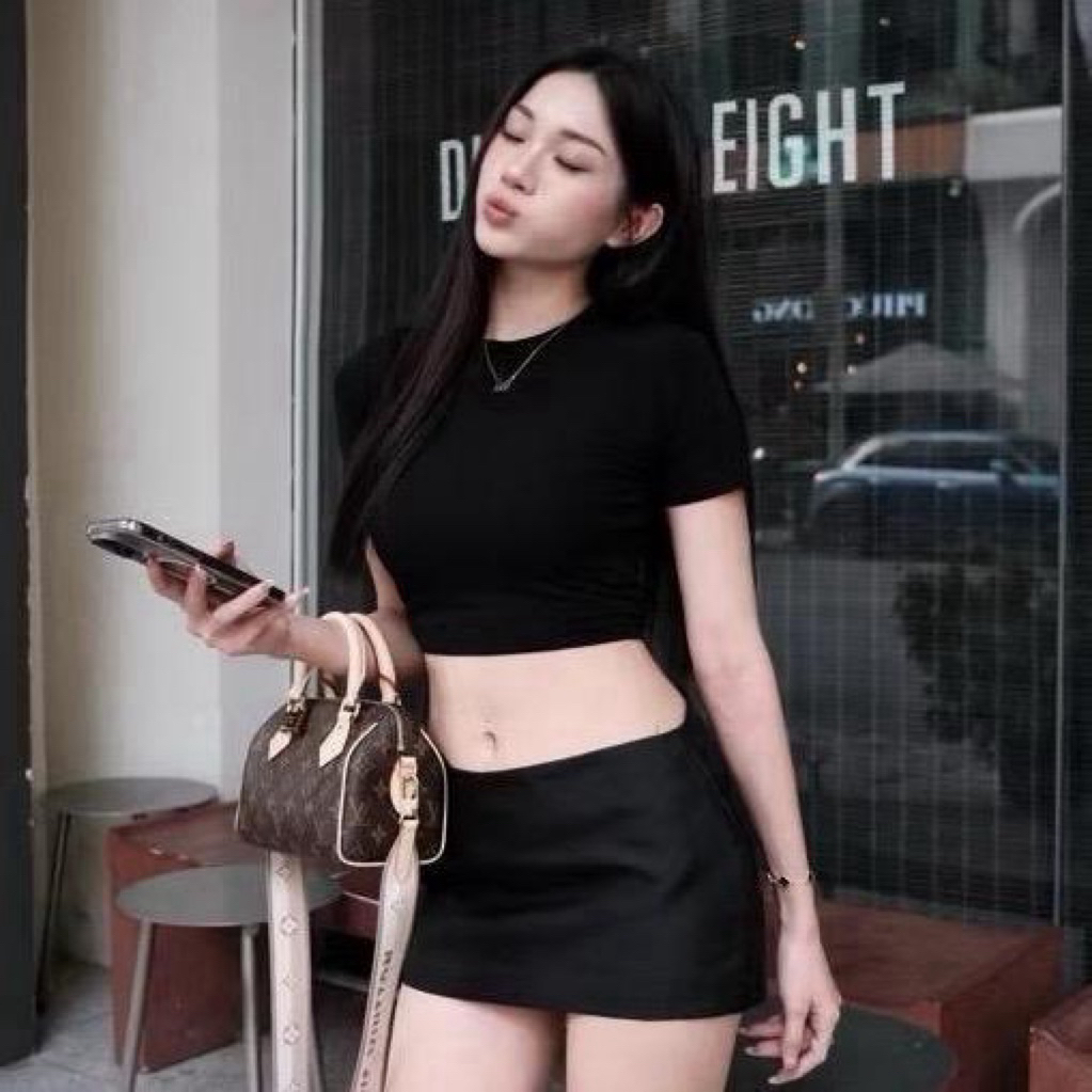 CV CHÂN ÁI Basic màu đen-chân váy cạp trễ chân ái chất trượt mềm mịn BIGSZIE | BigBuy360 - bigbuy360.vn