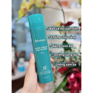 Thanh lý TL Xịt Chống Nắng JM Solution Luminous Sun Spray 180ml, xanh Ngọc trai, Hồng hoa Hồng