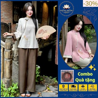  Set Pháp Phục Thêu Chữ “Ngộ” & Bông Sen – An Nhiên Thanh Tịnh 🌸 