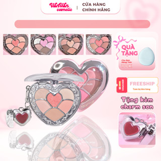 [HỎA TỐC] Bảng Phấn Mắt Gogo Tales Hearts 2 Hearts 6 Ô Màu Trái Tim Kèm Charm Son Mini Phấn Mắt Tone Hồng Nâu Lấp Lánh