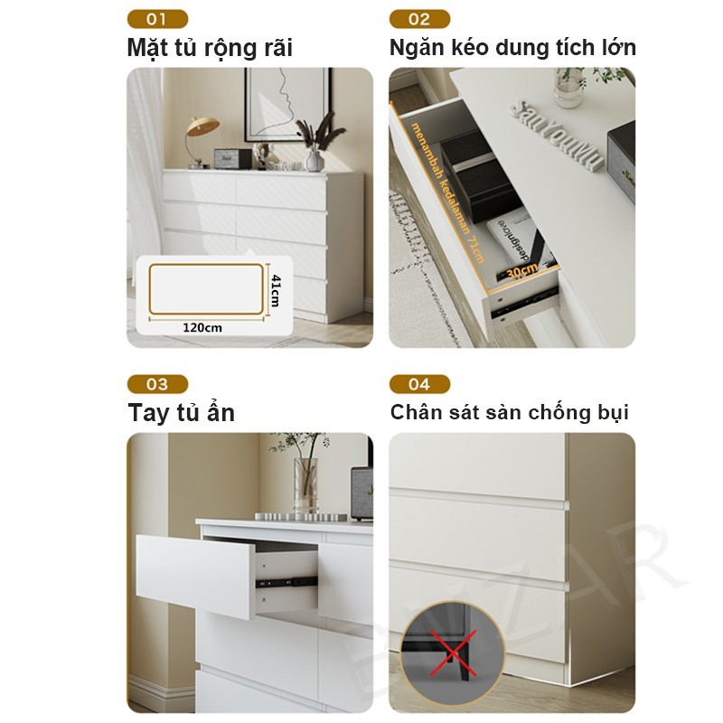 BMZAR Tủ Ngăn Nâng Cấp Gỗ Cao Su ENF Tủ Lưu Trữ Tủ Ngăn Kéo - 3/4/5 Ngăn Chọn Dùng Khách & Ngủ! | BigBuy360 - bigbuy360.vn