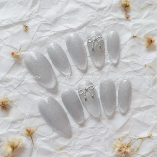  Nail Box Mắt mèo kim cương charm nơ nhẹ nhàng thạch xám Hàn Quốc Nữ Embi.nailbox E205 