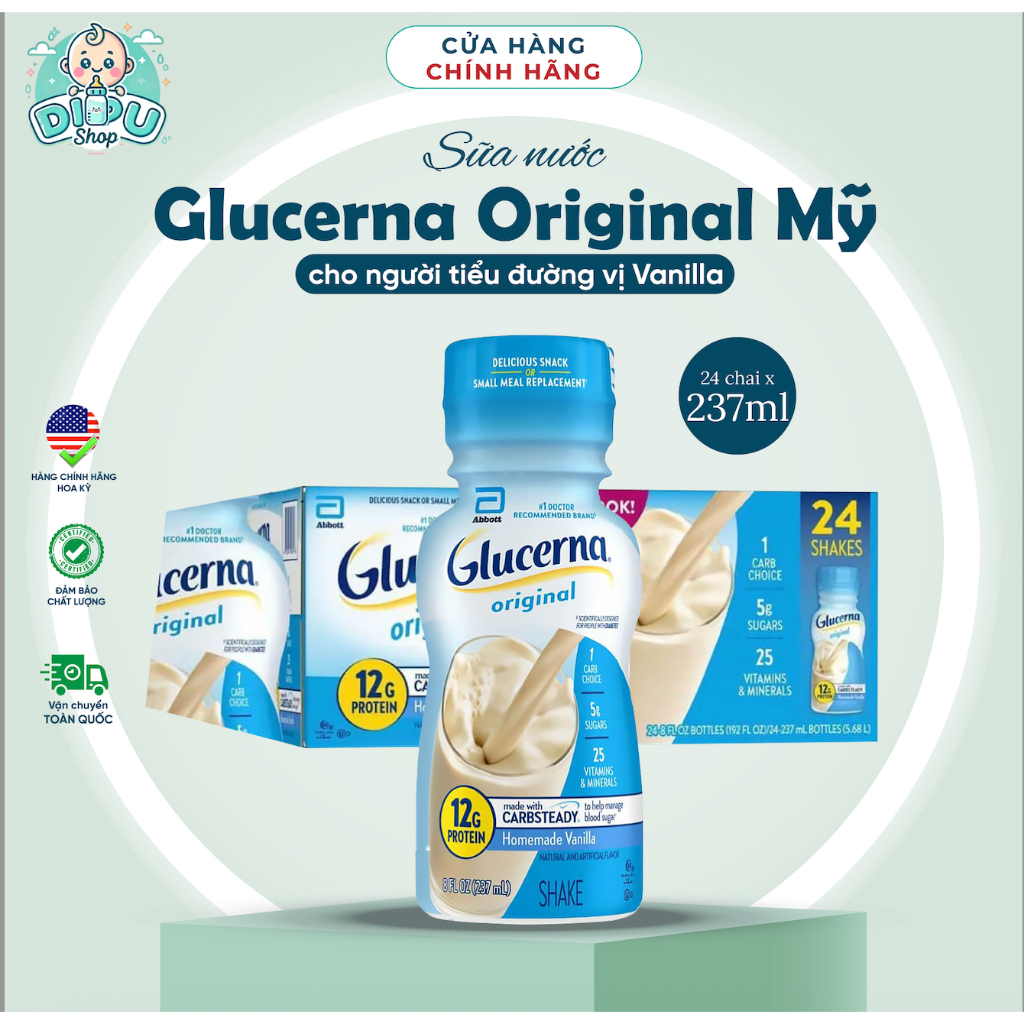  Thùng 24 Chai Sữa Nước Glucerna Original Bổ Sung Khoáng Chất Và Năng Lượng Cho Người Tiểu Đường 