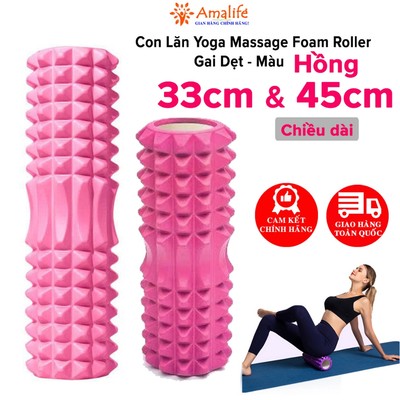 Con Lăn Yoga Matxa Con Lăn Dãn Cơ Tập Gym Foam Roller Massage Ống Trụ Lăn Có Gai Nhọn Màu Hồng Hãng Amalife