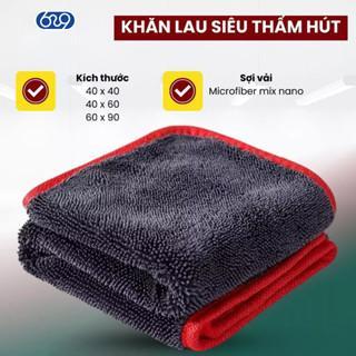Khăn Lau Xe SuperFine Fiber Cao cấp Siêu Thấm Nước, Khăn Lau Xe Chuyên Dụng Viền Đỏ - Fantom