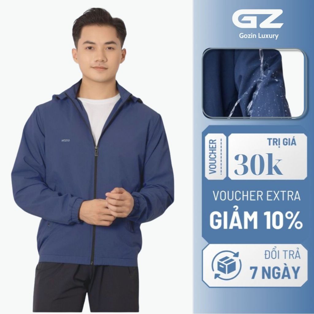  Áo khoác gió nam trượt nước thông minh 2 lớp có mũ cản gió chống thấm cản bụi GOZIN LUXURY 