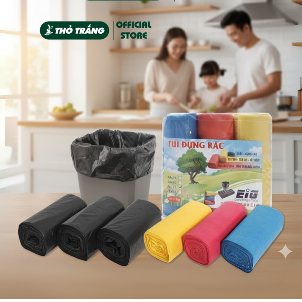 [Mua 10 giảm Sâu] 1KG (1 túi 3 cuộn) túi đựng rác sinh học tự phân hủy size nhỏ, trung, đại