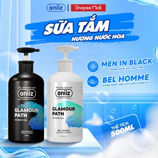 Sữa tắm hương nước hoa Oniiz, Gel tắm Bel Homme & Men In Black hương thơm hiện đại, nam tính 500ml