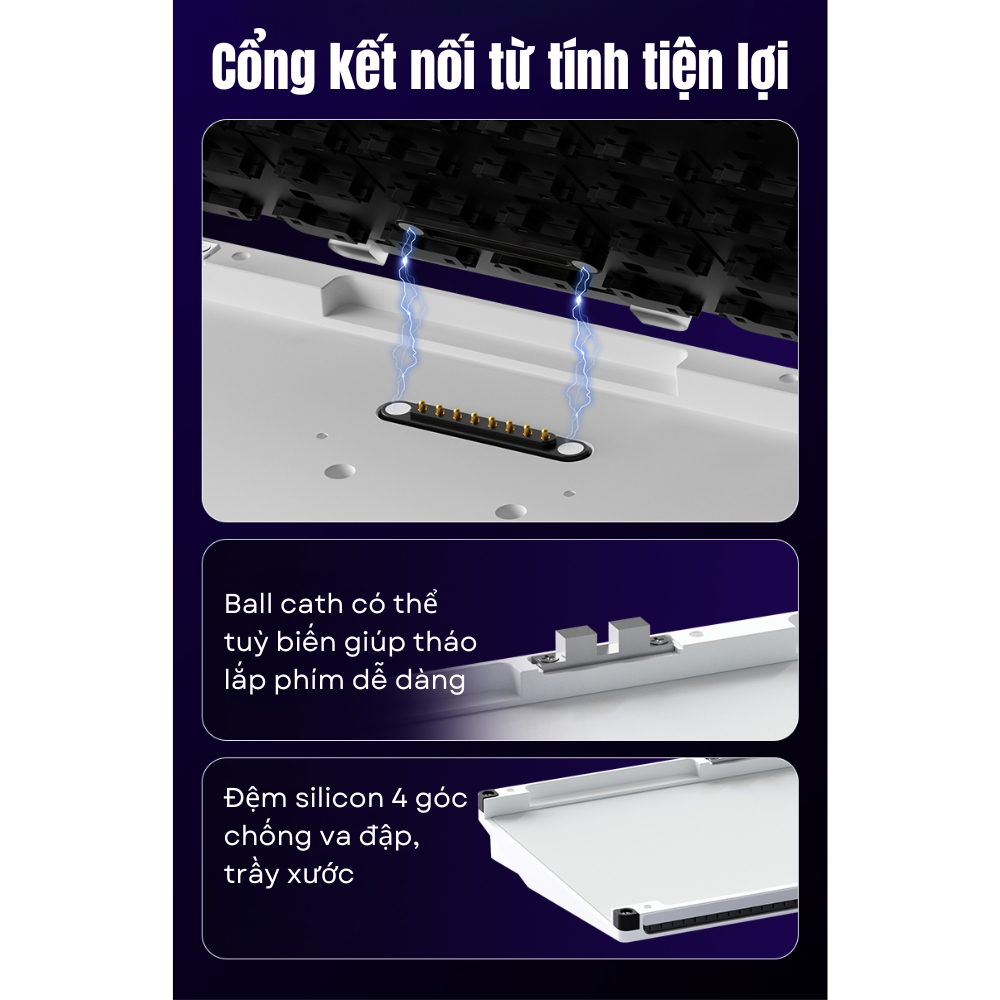 Bàn phím cơ 65% WEIKAV NUT65 – Khung nhôm CNC, PCB 1.6mm Non-Flex, 3 Mode, Gasket Mount, LED RGB, VIA APP, Hotswap | BigBuy360 - bigbuy360.vn