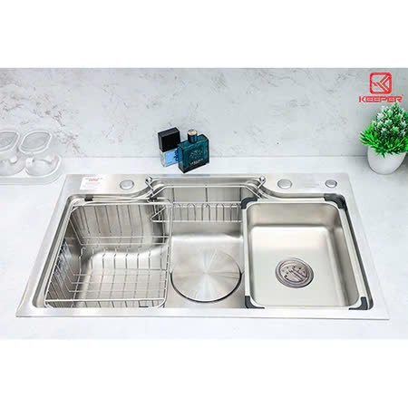 Chậu rửa bát Keeper CR02-7546 | Bồn rửa chén inox 1 hố Keeper CR02 7546 | Tặng kèm vòi