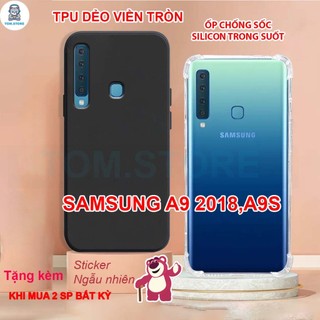  Ốp lưng Samsung A9 2018   A9S dẻo đen viền tròn,chống sốc trong suốt silicon 