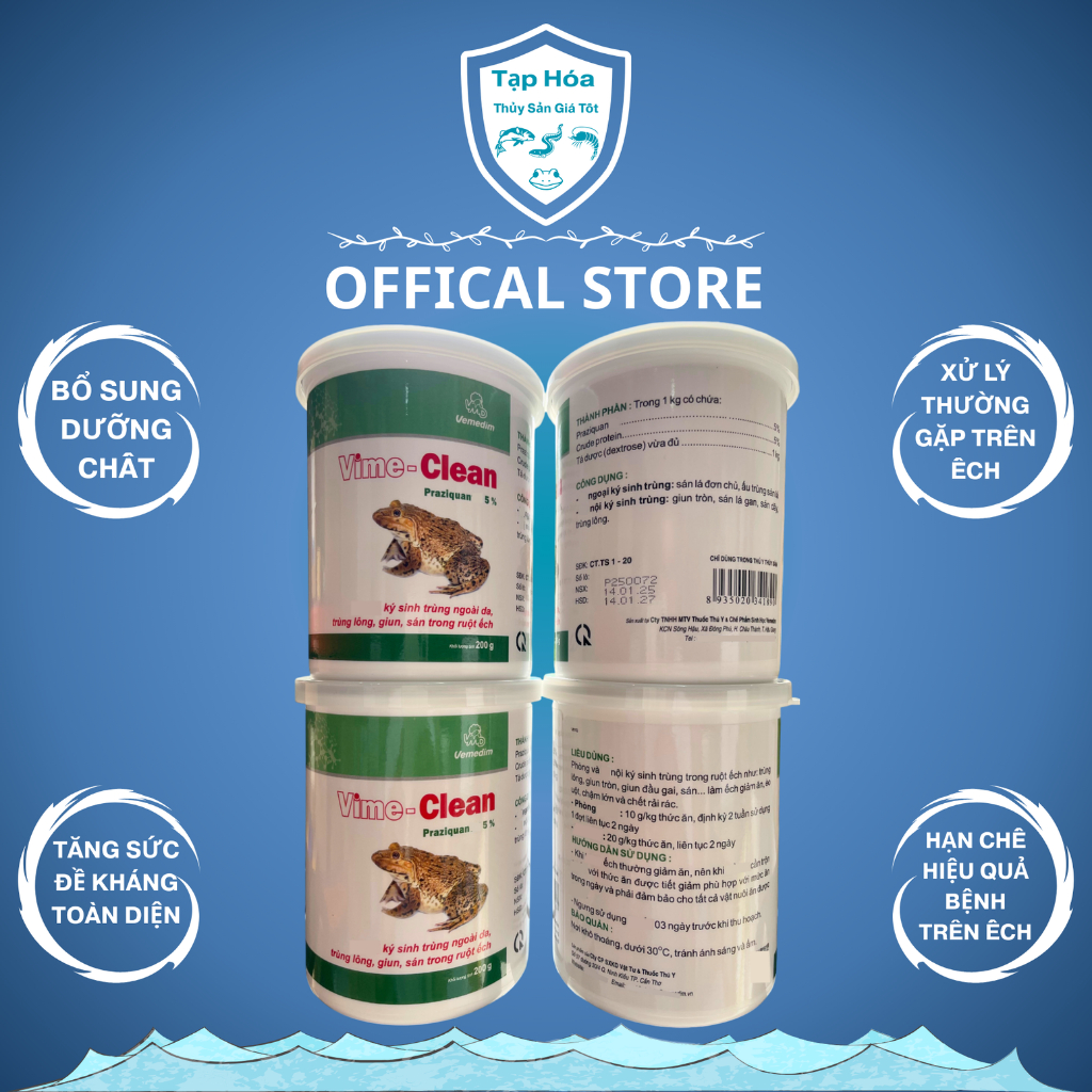 Vime-Clean Bổ Sung Dưỡng Chất Tăng Sức Đề Kháng Cho Ếch Lon 200G