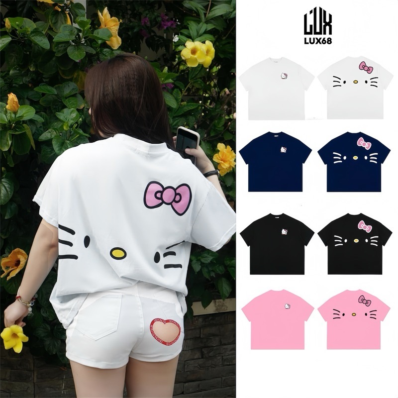 Áo thun Hello Kitty Ume unisex tay lỡ nam nữ form rộng, áo phông Quốc Khánh unisex phong cách