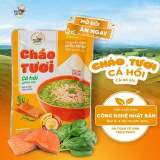 Cháo tươi cá hồi cải bó xôi Papa Dashi 240g thơm ngon, bổ dưỡng, đảm bảo chất lượng và an toàn thực phẩm