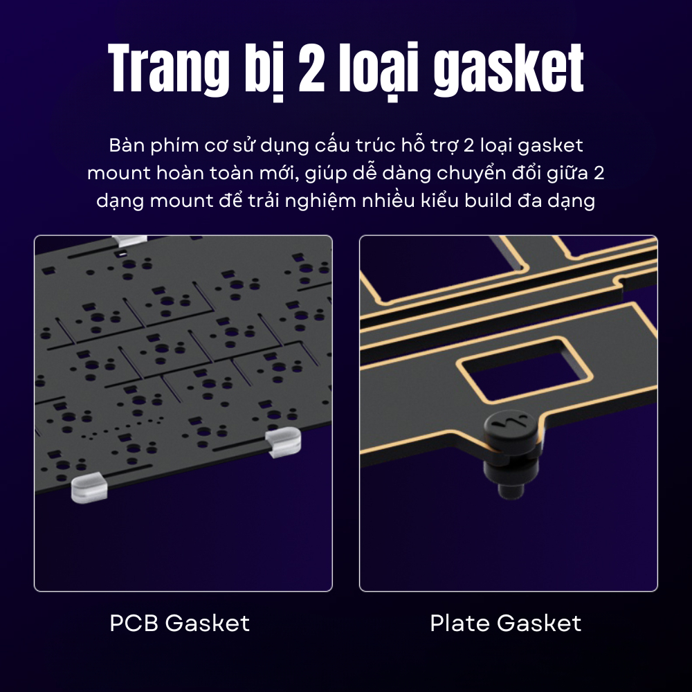 Bàn phím cơ 65% WEIKAV NUT65 – Khung nhôm CNC, PCB 1.6mm Non-Flex, 3 Mode, Gasket Mount, LED RGB, VIA APP, Hotswap | BigBuy360 - bigbuy360.vn
