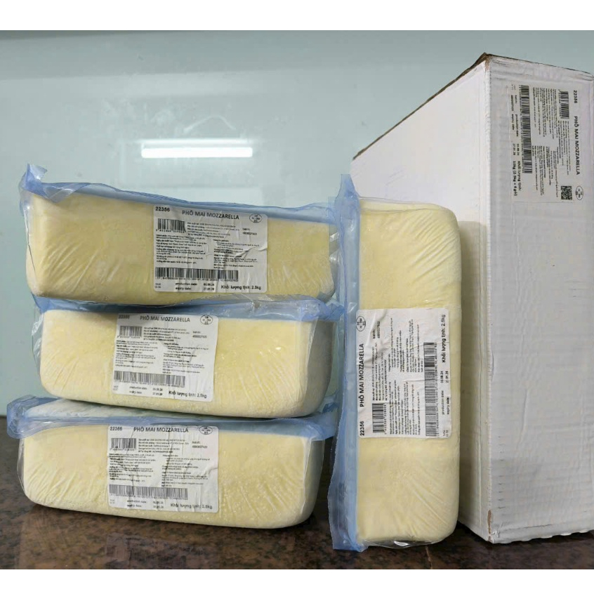 Phô Mai Mozzarella Oldenburger khối 2,5kg – Mozzarella Cheese – Phô Mai Kéo Sợi Làm Pizza, Pasta, Bá