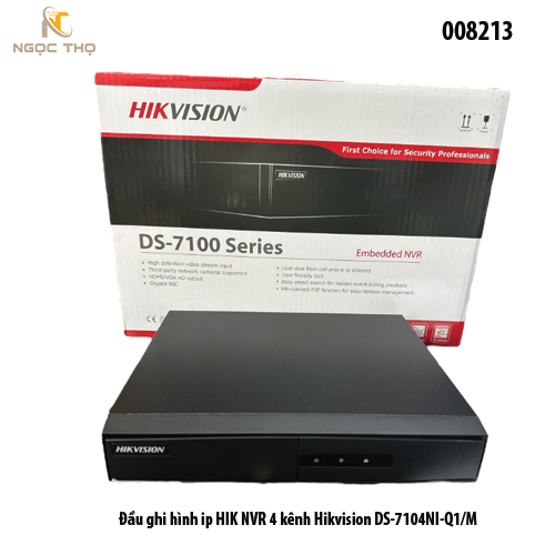 Đầu ghi hình IP Hikvision DS-7104NI-Q1/M – NVR 4 kênh 4MP – H.265+ – HDMI/VGA – Chính hãng – Full VA