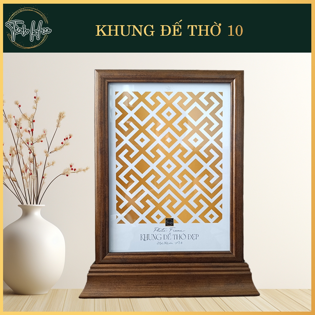 KHUNG ĐẾ THỜ hiện đại Tinh Hoa Photos KDT-10 nâu vàng vân gỗ đơn giản mà sang trọng