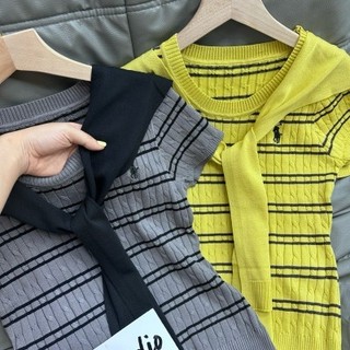 Áo Len Mềm Kẻ Mongto Ngựa Kèm Khăn Cộc Tay Co Giãn Chuẩn Hàng Loại 1